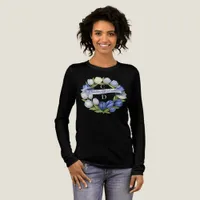 Elegant Watercolor Tulip Wreath Wedding Blue Ivory Tri-Blend Shirt