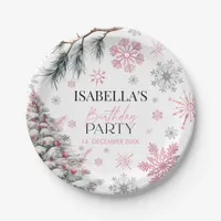  Winter Birthday Pink  Paper Plates