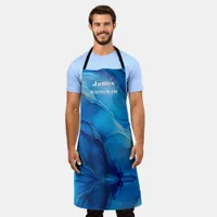 Blue Marble Effect Elegant Style   Apron