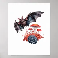 Cottagecore Butterflies Bats Mushroom Goblincore Poster