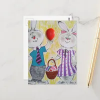 Retro Easter Bunnies Postcard