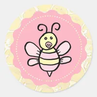 Cute Girl's Honey Bee Baby Shower Classic Round Sticker