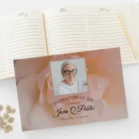 Pale Pink Rose Flower Celebration of Life Memorial Guest Book