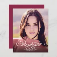 Budget Elegant Script Burgundy Photo Graduation