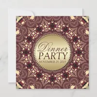 Batik Golden Earth Dinner Party Invitations