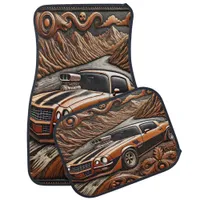 Bold Muscle Car Mountain Drive Car Floor Mat