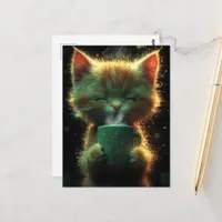 Cat Enjoys Some Coffee Postcard