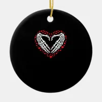 Skeleton Hand Heart Valentines Day Funny Couple Cu Ceramic Ornament