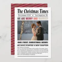 Newlywed Our First Christmas Newspaper Style Photo Holiday Card