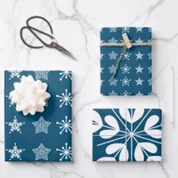 Scandinavian Nordic Christmas stars white blue Wrapping Paper Sheets