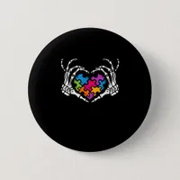 Autism Awareness s s Skeleton Hand Heart Puzzle Pi Button