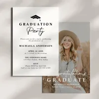 Modern Graduation Party Handwritten Script Photo Invitation