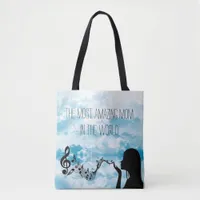 Sophisticated  Blue Sky Typography Background Tote Bag