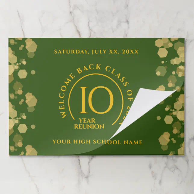 Green & Gold School College Class Reunion Paper Pad