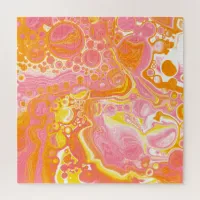 Pink and Orange Fluid Art Jigsaw Puzzle