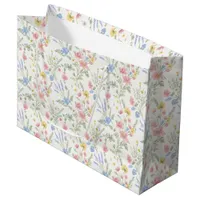 Pink Yellow Blue Wildflowers Watercolor Style Large Gift Bag