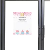 Pastry shop bakery logo pink white cupcakes flyer