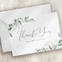 BUDGET Eucalyptus Green Foliage Wedding Thank You  Note Card