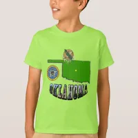 Oklahoma Map Seal and Picture Text Kids T-Shirt