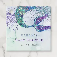 Purple Glitter Mermaid Baby Shower  Favor Tags