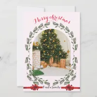 Greenery Foliage arch photo modern merry christmas Holiday Card