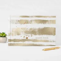 Golden Brush Stroke Stripes Wedding ID655 Guest Book