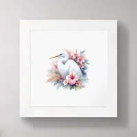 Tropical Egret Bird Coastal Mini Art  Framed Art