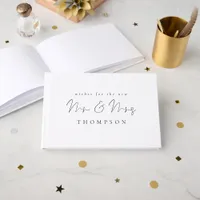 Minimalist Script Mr Mrs Wedding Guest Book
