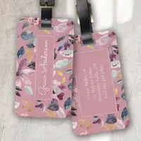 Pinki Floral Pattern Gold Monogram  Luggage Tag