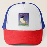  Moons out Brooms Out Motto For Halloween  Trucker Hat