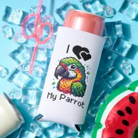 Pixel Art Parrot Personalized Seltzer Can Cooler