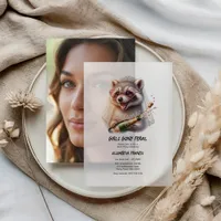 Girls Gone Feral Bride Funny Raccoon Bachelorette Vellum Invitations