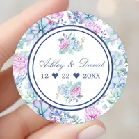 Watercolor Succulents Floral Cactus Wedding Favor Classic Round Sticker