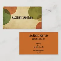 Geometric Circles Design in Olive, Rust, Tan Business Card