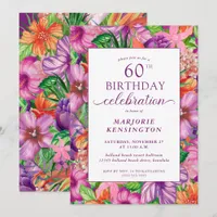 Tropical Floral 60th Birthday Party Invitation