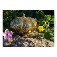 Gold Pumpkin and Four-O-Clock Flowers