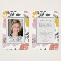 Florals Photo Funeral Memorial Prayer Card