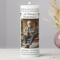 Black Cross and Poem Photo Memorial Pillar Candle