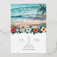 Tropical Island  Foil Invitation