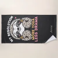 Cute Sloth Yoga Beach Towel - More Yoga Less Drama