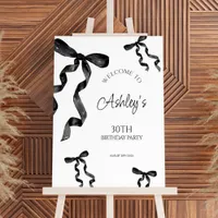 Black Bow Birthday Welcome Sign