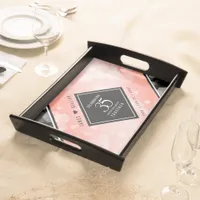 Elegant 35th Coral Wedding Anniversary Celebration Serving Tray