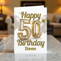 Golden Luxurious Elegance 50th Birthday Greeting Card