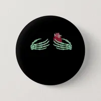 Halloween Skeleton Hands With Heart Classic Button