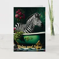 Zebra in a Bathtub Birthday Foil Greeting Card