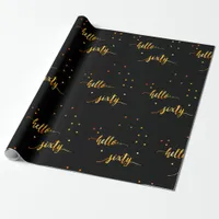 60th birthday black gold typography script wrapping paper