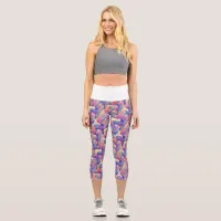 Watercolor Pattern High Waisted Capri