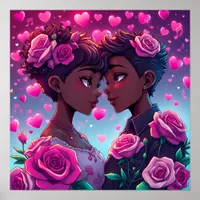 LGBT Love | African-American Anime Couple  Poster