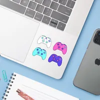 Gamer Pink Purple Blue Cartoon Controller Set Sticker