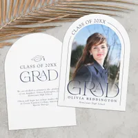 Modern Minimal Navy Arch Photo Grad Announcement